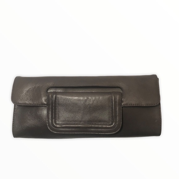 Hobo gray leather clutch bag